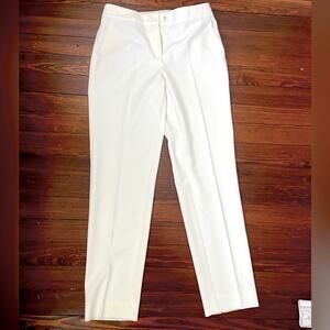St John White Pleated Dress Pants